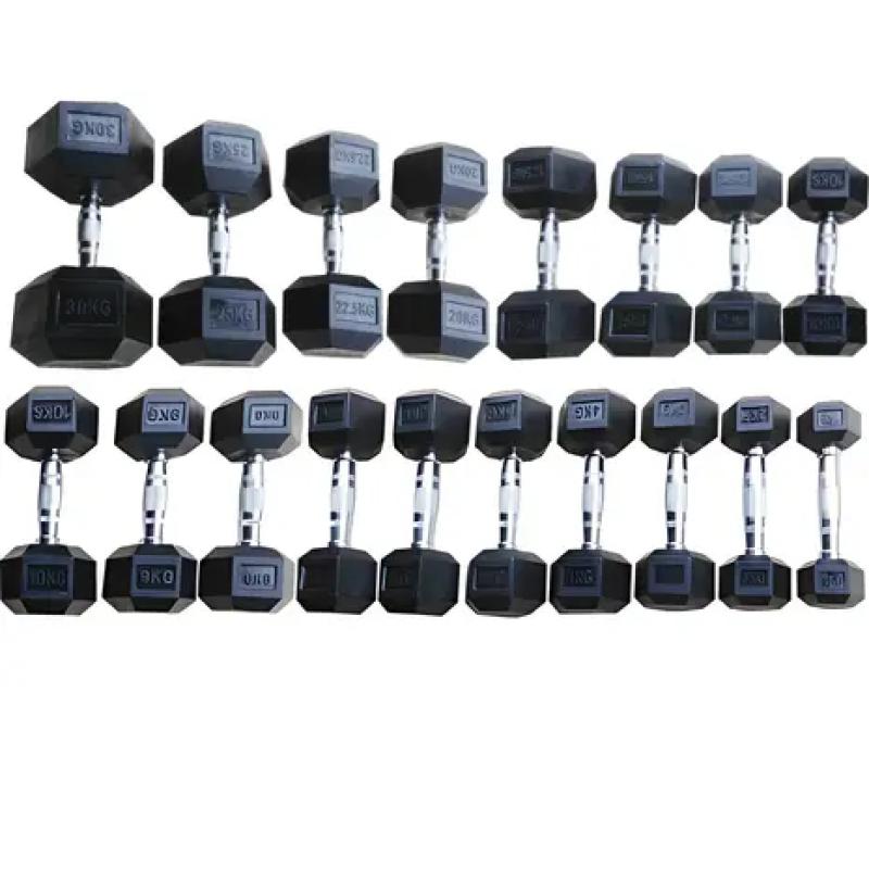 Toorx - MEG HEXAGON DUMBBELL - Rubber Dumbbell - 27,5kg - p--stuk